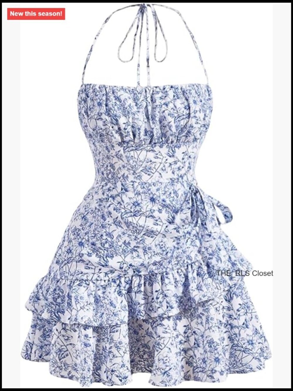 Floral Halter Ruffle Tiered Mini Dress Summer Sundress